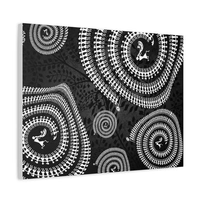 Abstract Spiral Tribal Art Canvas Print, Modern Wall Decor, Geometric Artwork, Black and White Home Decor, Unique Gift for Art Lovers