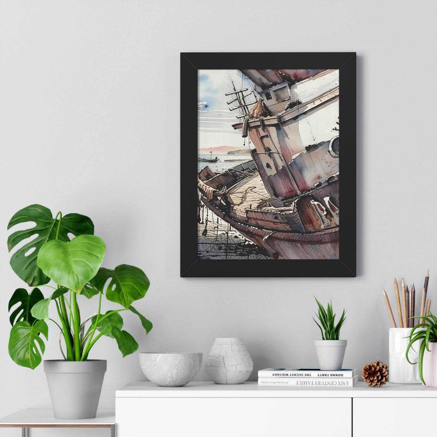 Nautical Framed Vertical Poster | Coastal Wall Art, Maritime Decor, Boat Artwork, Beach House Decor, Gift for Sailors