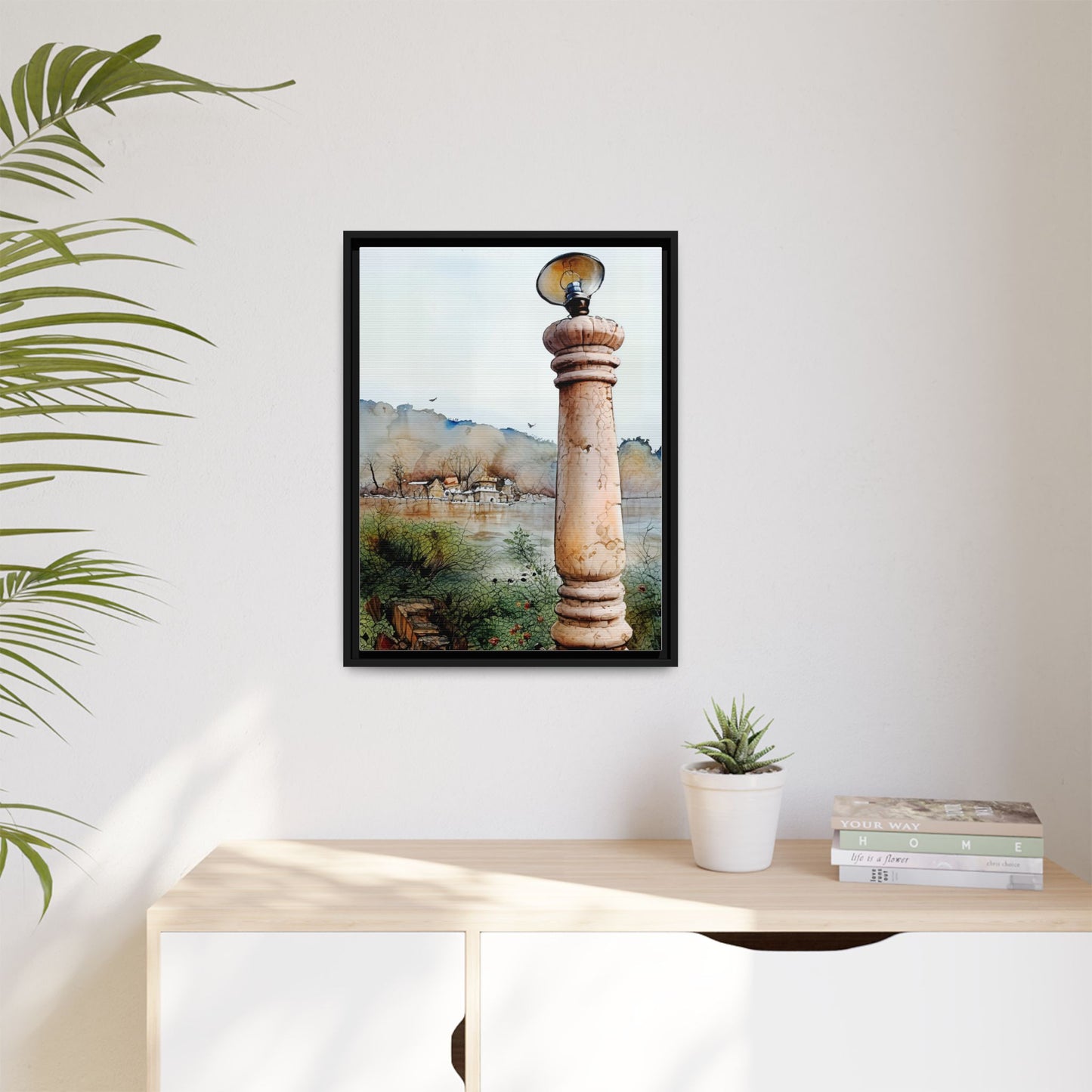 Framed Matte Canvas Wall Art - Scenic Pillar, Home Decor, Art Print, Gift, Interior Design, Living Room, Art Collection