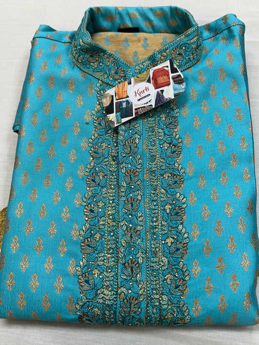 Silk Short Kurta Teal blue 42