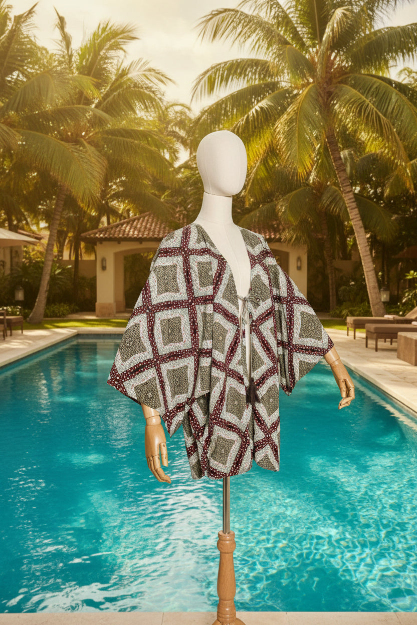 Olive Micro Floral Kimono