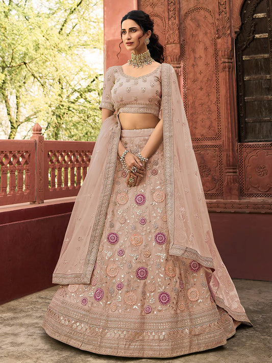 Myra Wedding Wear Mauve Organza Embroidered Lehenga Choli XXS