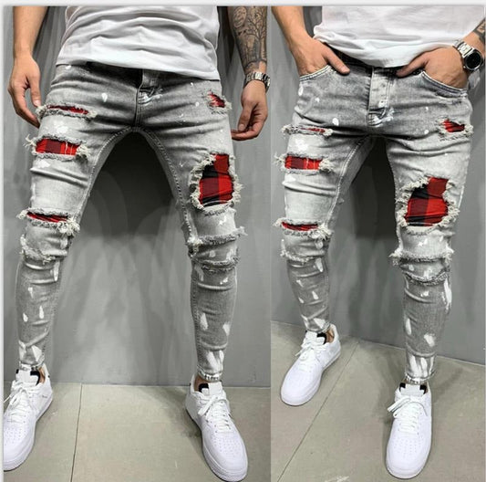 High Quality Men's Jeans - Lacquer Shattered and Broken Fashion Grey