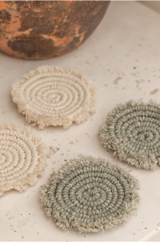 Natural Mixed Coaster Set Desert Sage and Natural