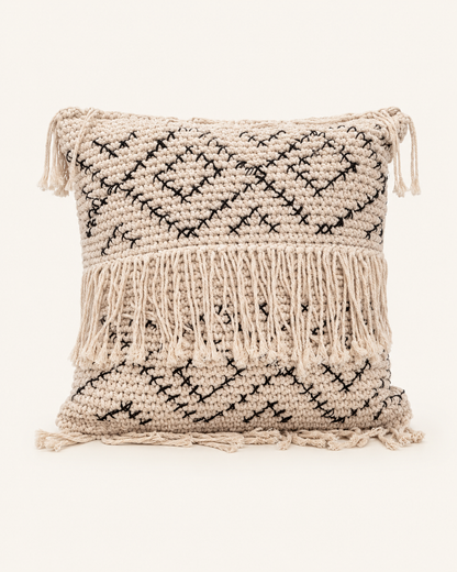 Bohemian Tasseled Macrame Throw Pillow
