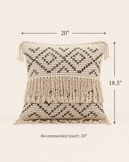 Bohemian Tasseled Macrame Throw Pillow