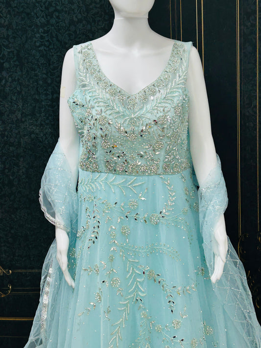 Party wear long gown / Indo western Blue 42 (US M)