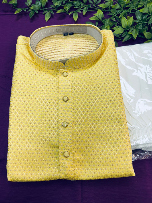 Light yellow kurta pajama Yellow 38