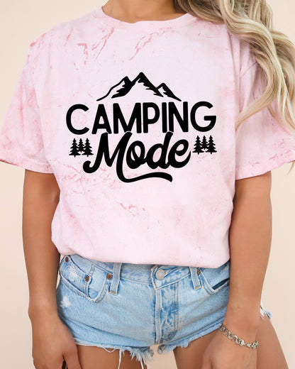 Camping Mode Nature Garment Dyed T-Shirt – Hiking Outdoor Adventure Graphic Tee Clay
