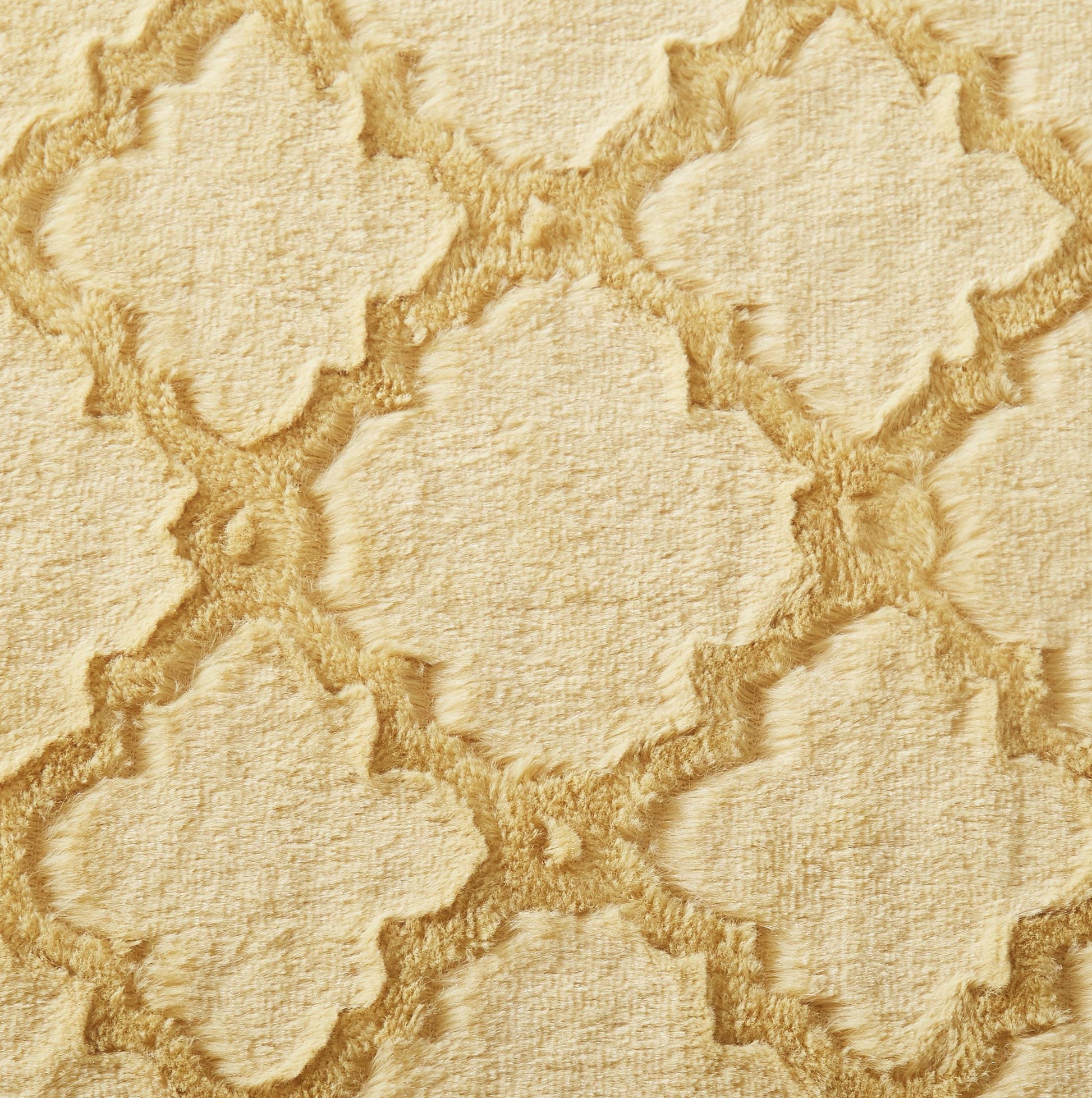 Tache Faux Fur Mustard Yellow Moroccan Lattice Pattern Throw Blanket (3397)