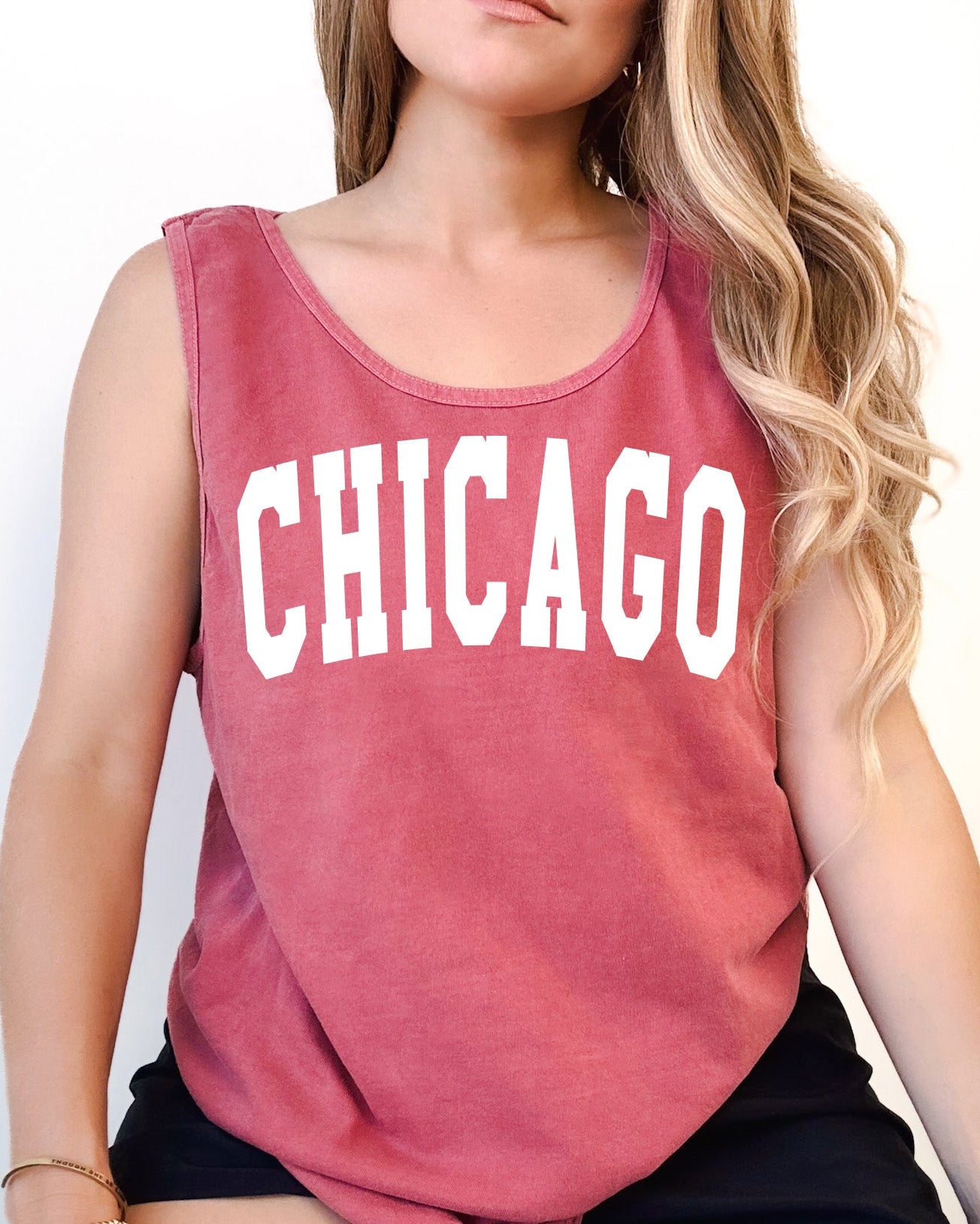 Chicago Illinois State City Comfort Colors Tank Top – USA Travel Graphic Summer Essential Brick