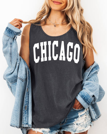 Chicago Illinois State City Comfort Colors Tank Top – USA Travel Graphic Summer Essential Pepper