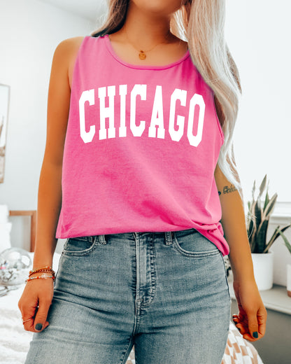 Chicago Illinois State City Comfort Colors Tank Top – USA Travel Graphic Summer Essential Crunchberry