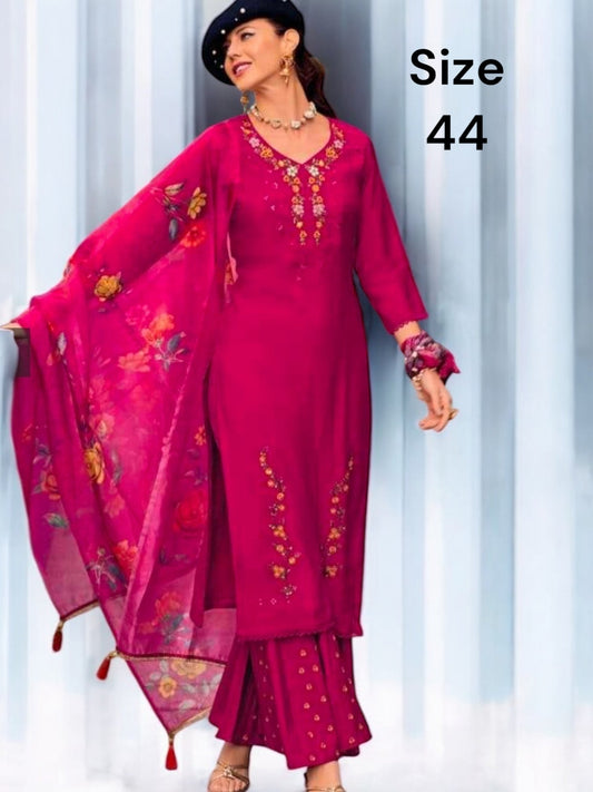 Crape silk sharara set