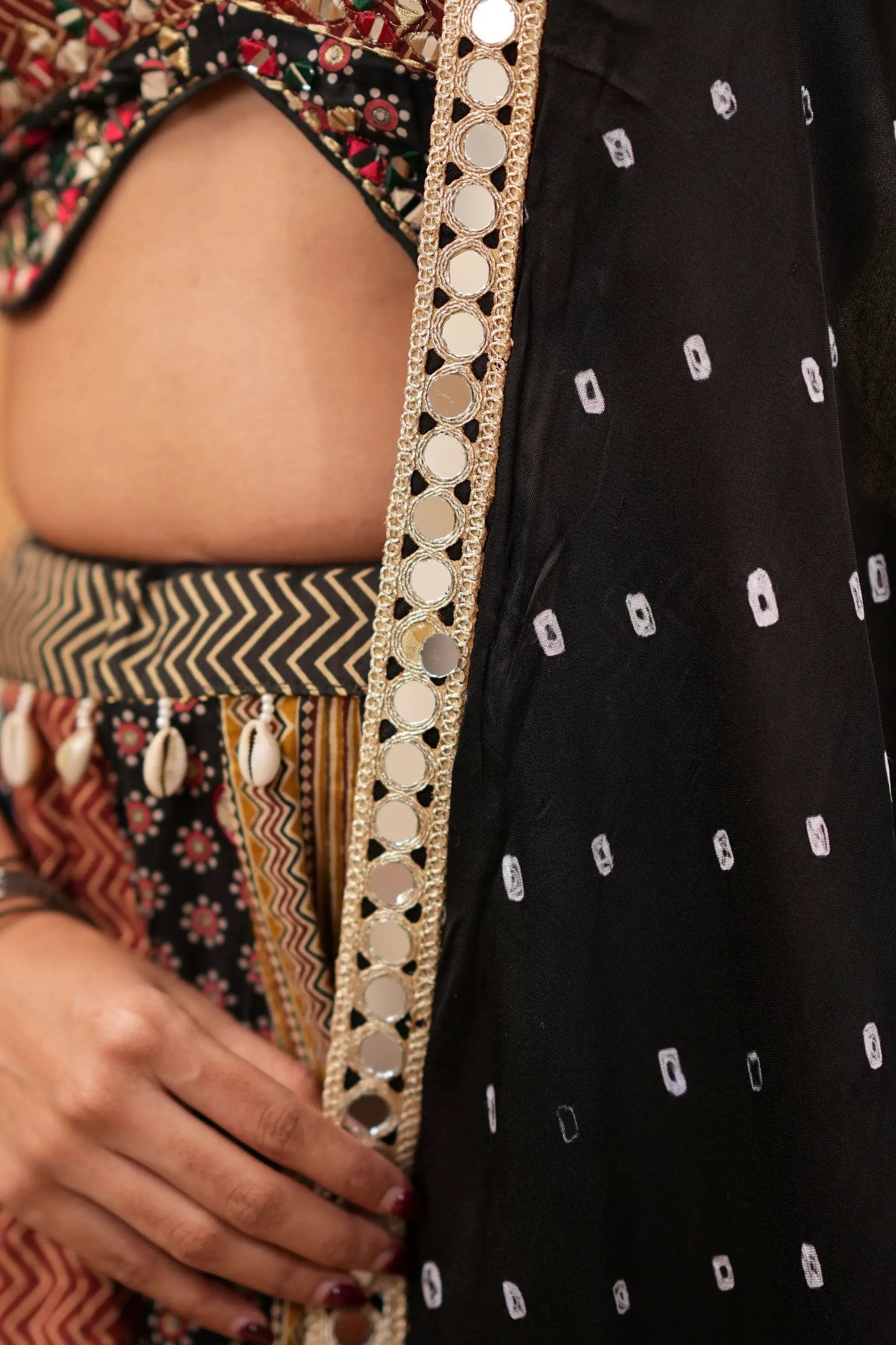 Multicolor Ajrakh Patchwork Lehenga