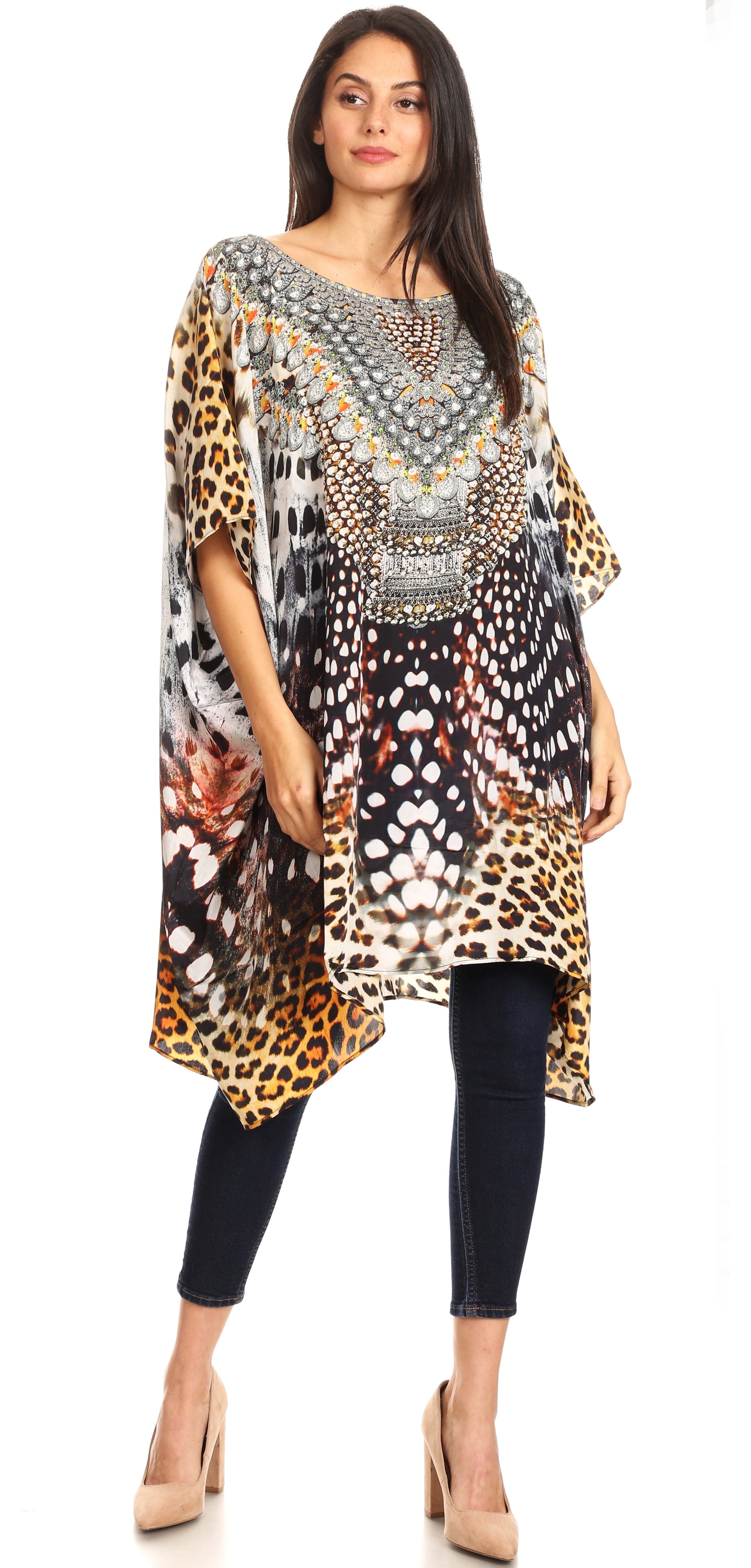 Sakkas Sira Women's Casual Short Sleeve Loose Pullover Mid-Long Oversize Top Tunic