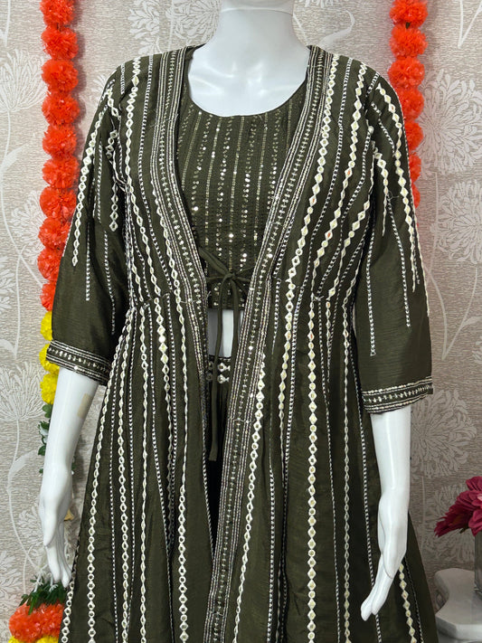 Party wear lehenga set with long jacket