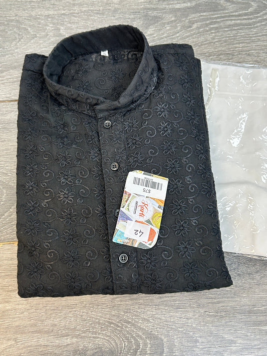 Chikankari kurta pajama Black 42