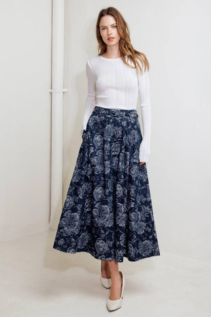 URBAN MUSE JACQUARD DENIM SKIRT