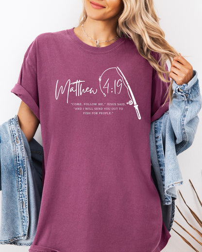 Fish for People Christian Comfort Colors Garment-Dyed T-Shirt – Discipleship Faith Graphic Tee Berry