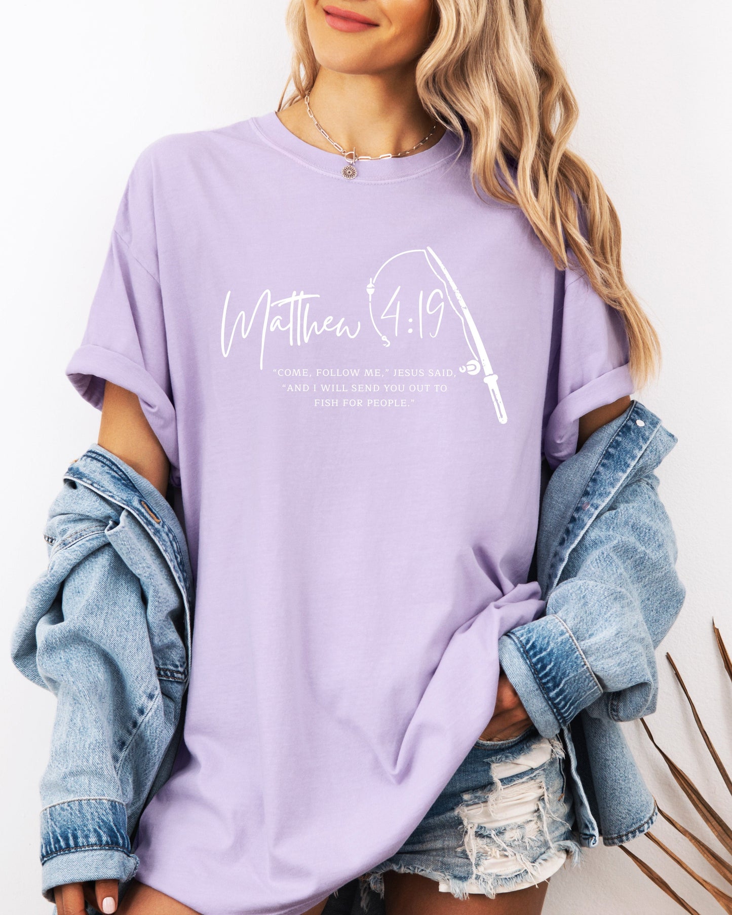 Fish for People Christian Comfort Colors Garment-Dyed T-Shirt – Discipleship Faith Graphic Tee Orchid