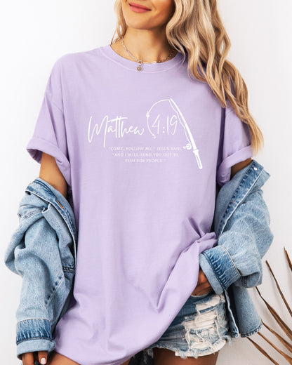 Fish for People Christian Comfort Colors Garment-Dyed T-Shirt – Discipleship Faith Graphic Tee Orchid