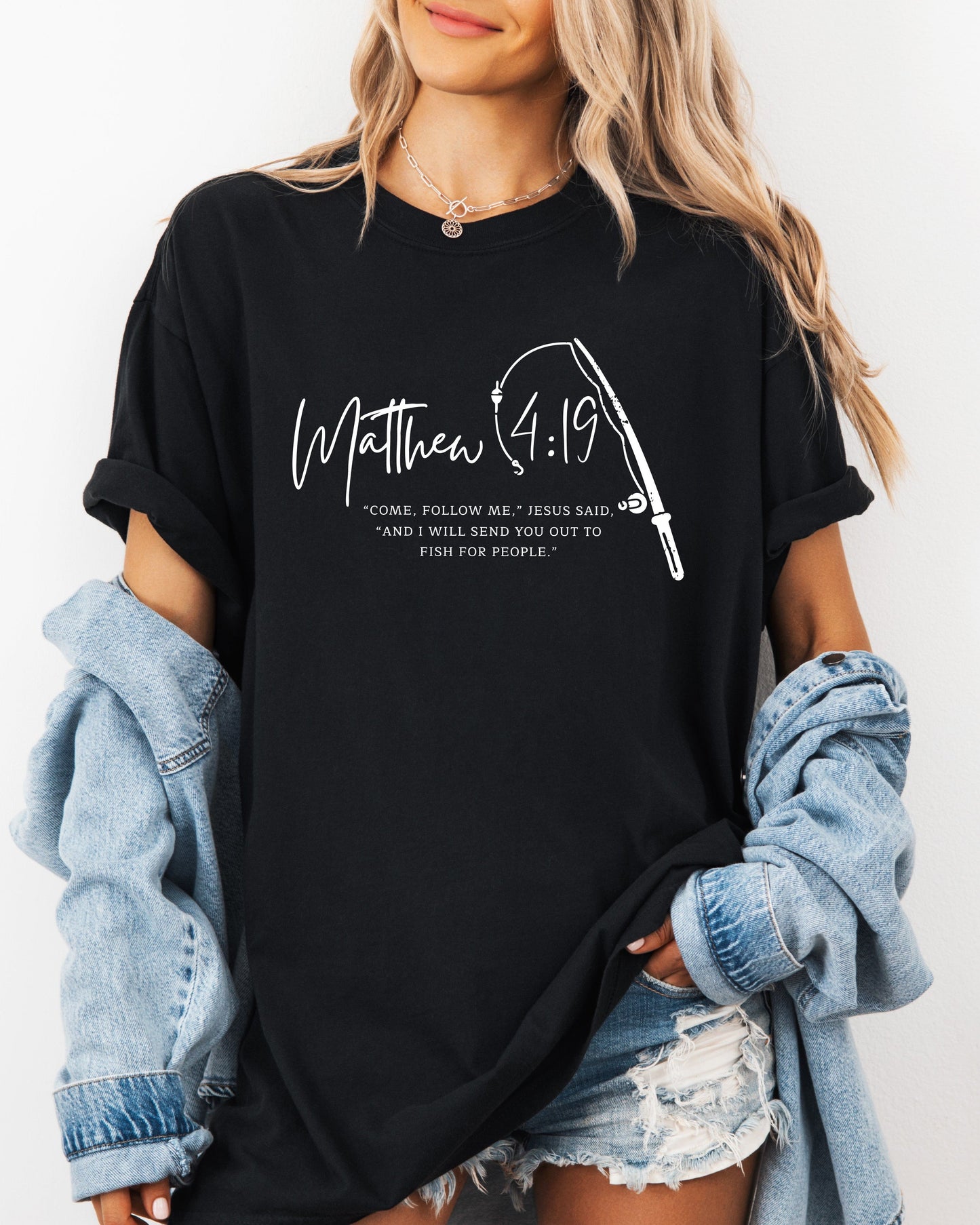 Fish for People Christian Comfort Colors Garment-Dyed T-Shirt – Discipleship Faith Graphic Tee Black