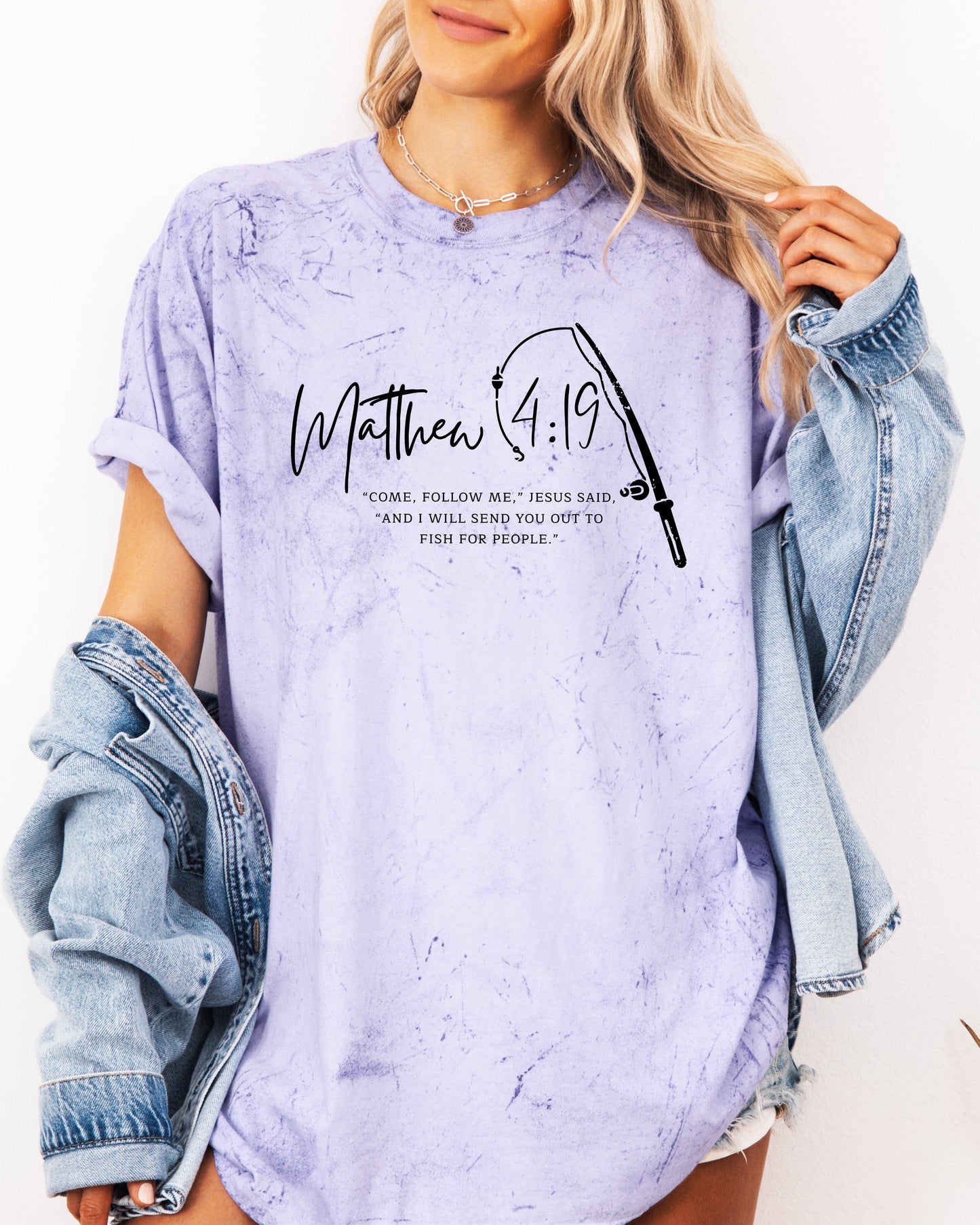 Fish for People Christian Comfort Colors Garment-Dyed T-Shirt – Discipleship Faith Graphic Tee Amethyst
