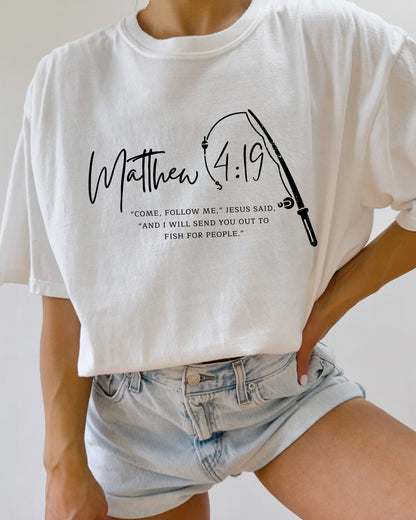 Fish for People Christian Comfort Colors Garment-Dyed T-Shirt – Discipleship Faith Graphic Tee White