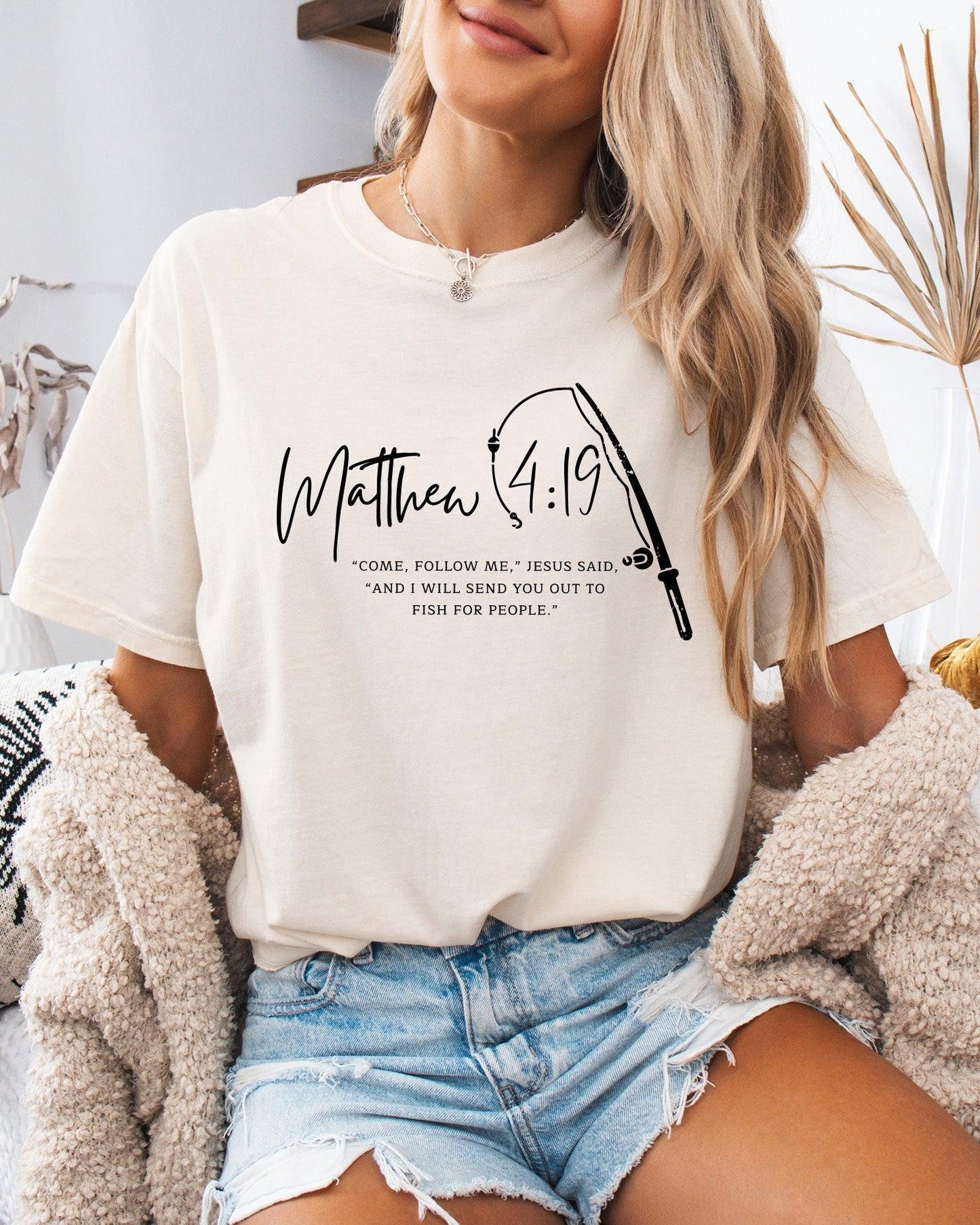 Fish for People Christian Comfort Colors Garment-Dyed T-Shirt – Discipleship Faith Graphic Tee Ivory
