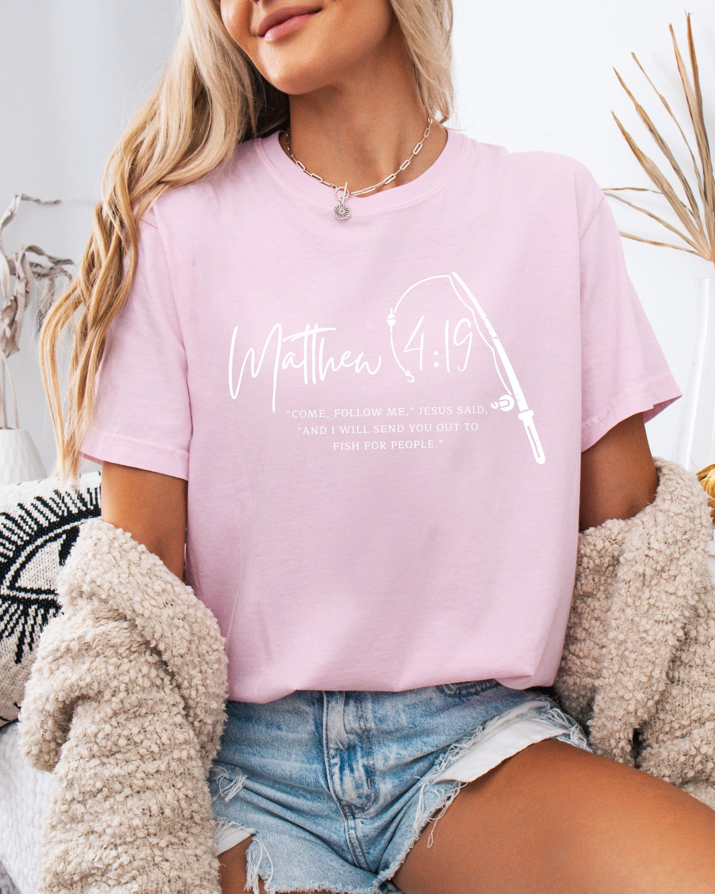 Fish for People Christian Comfort Colors Garment-Dyed T-Shirt – Discipleship Faith Graphic Tee Blossom