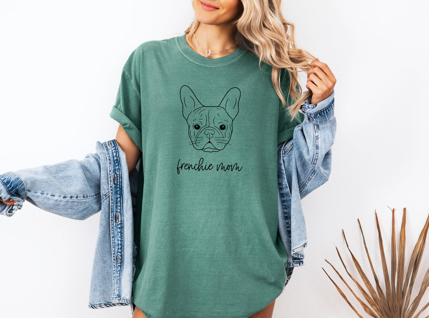 Frenchie Mom French bulldog Dog Mom Comfort Colors T Shirt Light Green