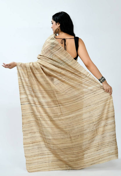 Mominos Fashion Moeza Pure Ghichcha Silk Tussar Golden Color Saree