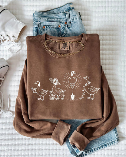 Goose Gardening Plant Lady Comfort Colors Garment-Dyed Sweatshirt – Floral Nature Graphic Espresso