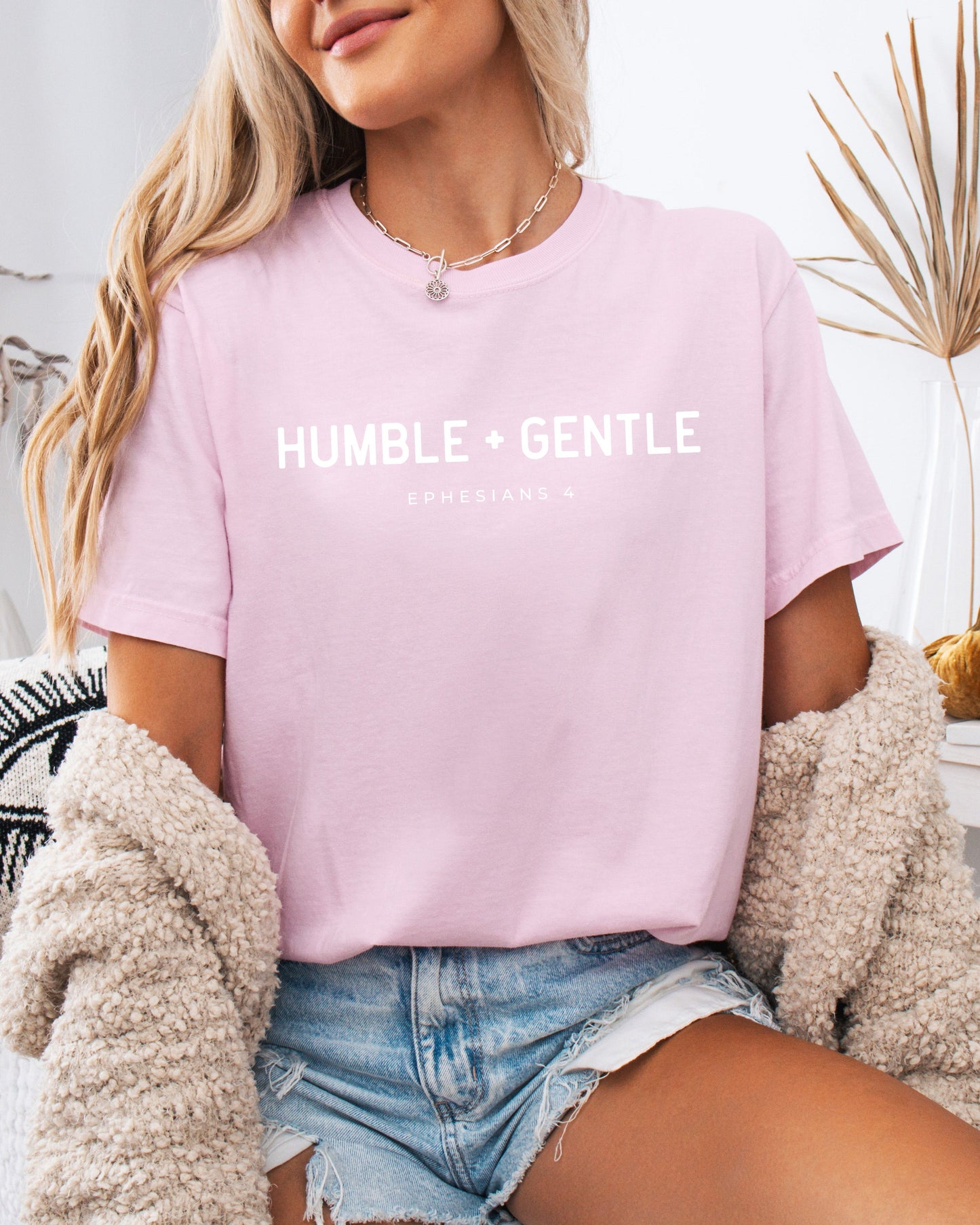 Humble & Gentle Christian Comfort Colors Garment Dyed T Shirt Blossom
