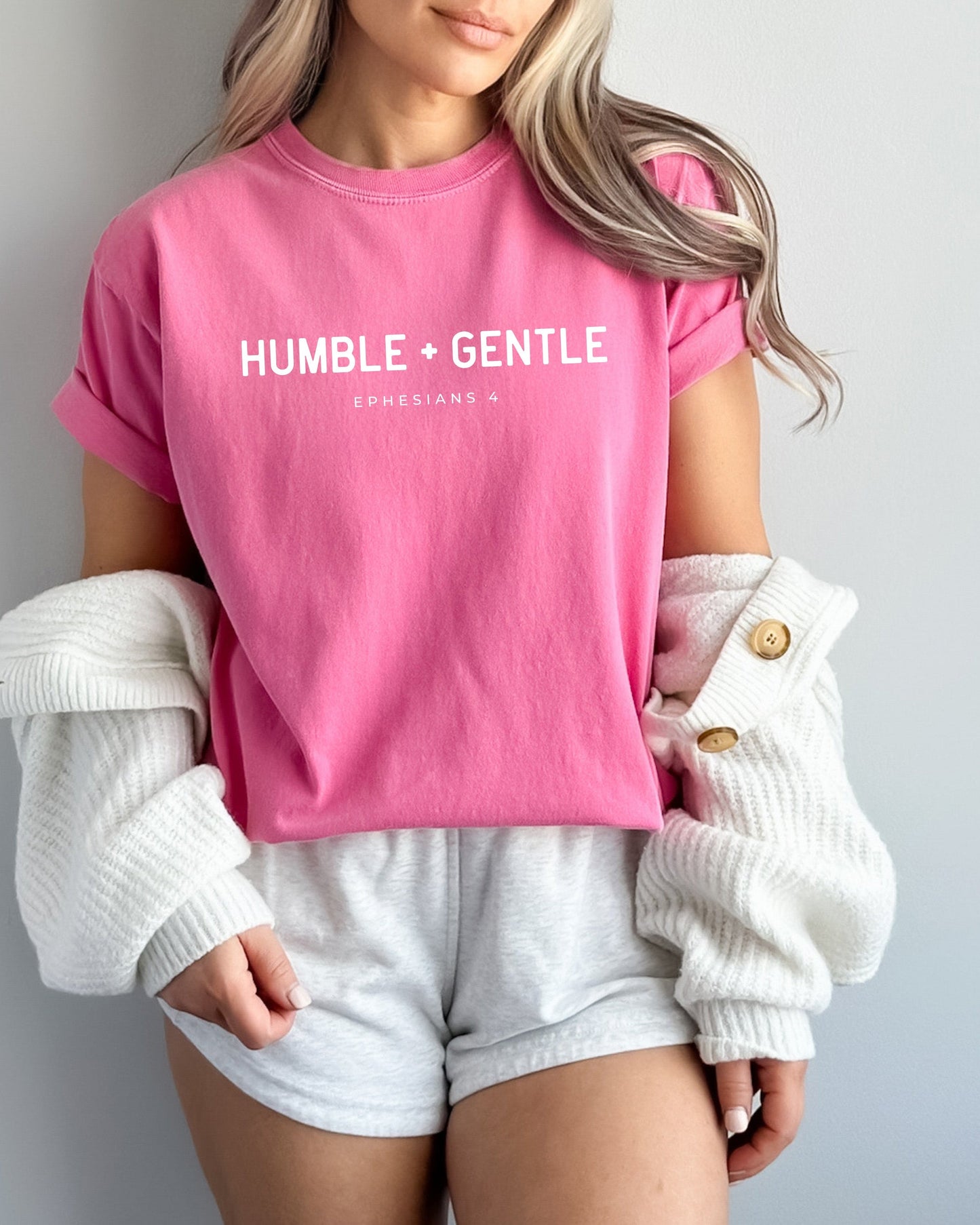 Humble & Gentle Christian Comfort Colors Garment Dyed T Shirt Crunchberry