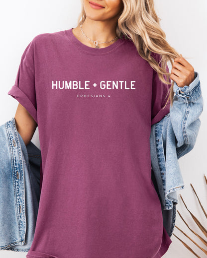 Humble & Gentle Christian Comfort Colors Garment Dyed T Shirt Berry