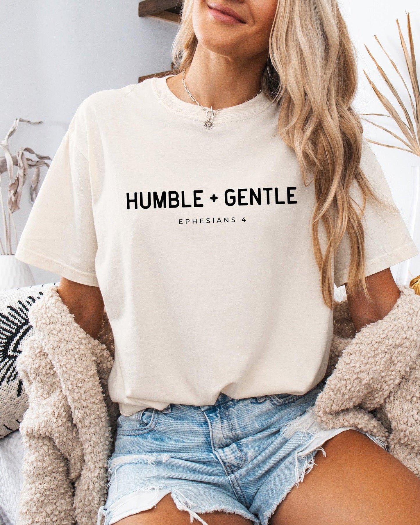 Humble & Gentle Christian Comfort Colors Garment Dyed T Shirt Ivory