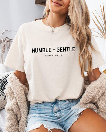 Humble & Gentle Christian Comfort Colors Garment Dyed T Shirt Ivory