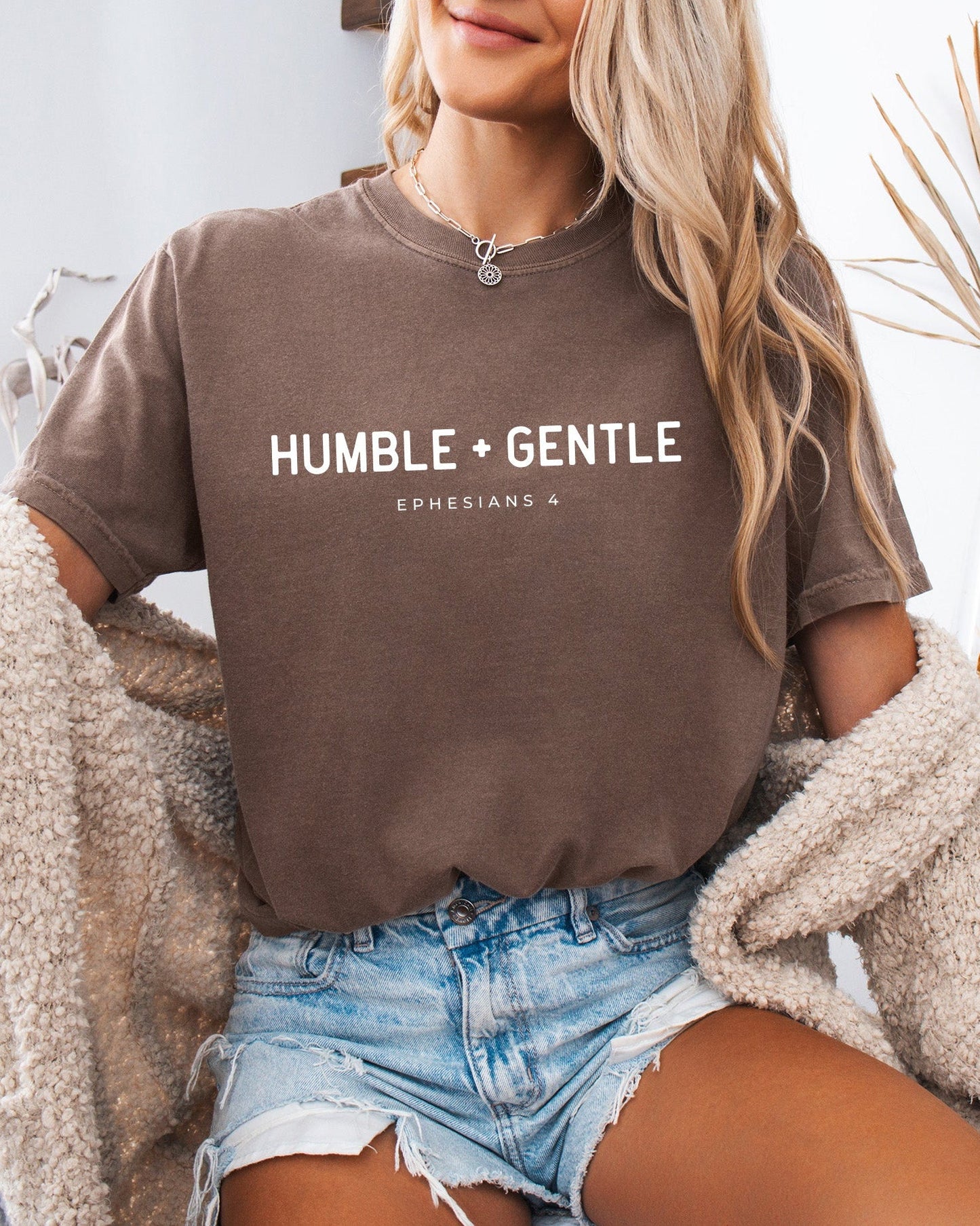 Humble & Gentle Christian Comfort Colors Garment Dyed T Shirt Espresso