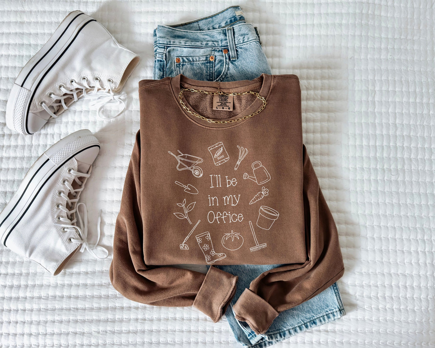 I will Be In My Office Gardening Plant Botanical Garment Dyed Comfort Colors Sweatshirt Espresso