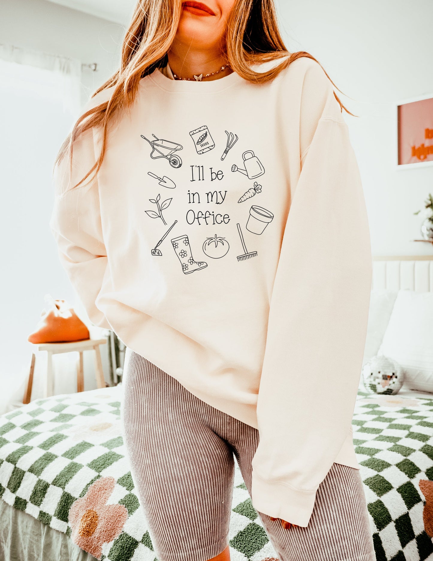 I will Be In My Office Gardening Plant Botanical Garment Dyed Comfort Colors Sweatshirt Ivory