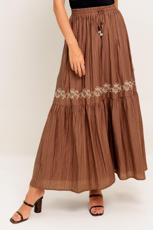 FULL SPEED AHEAD BROWN WOVEN MAXI SKIRT