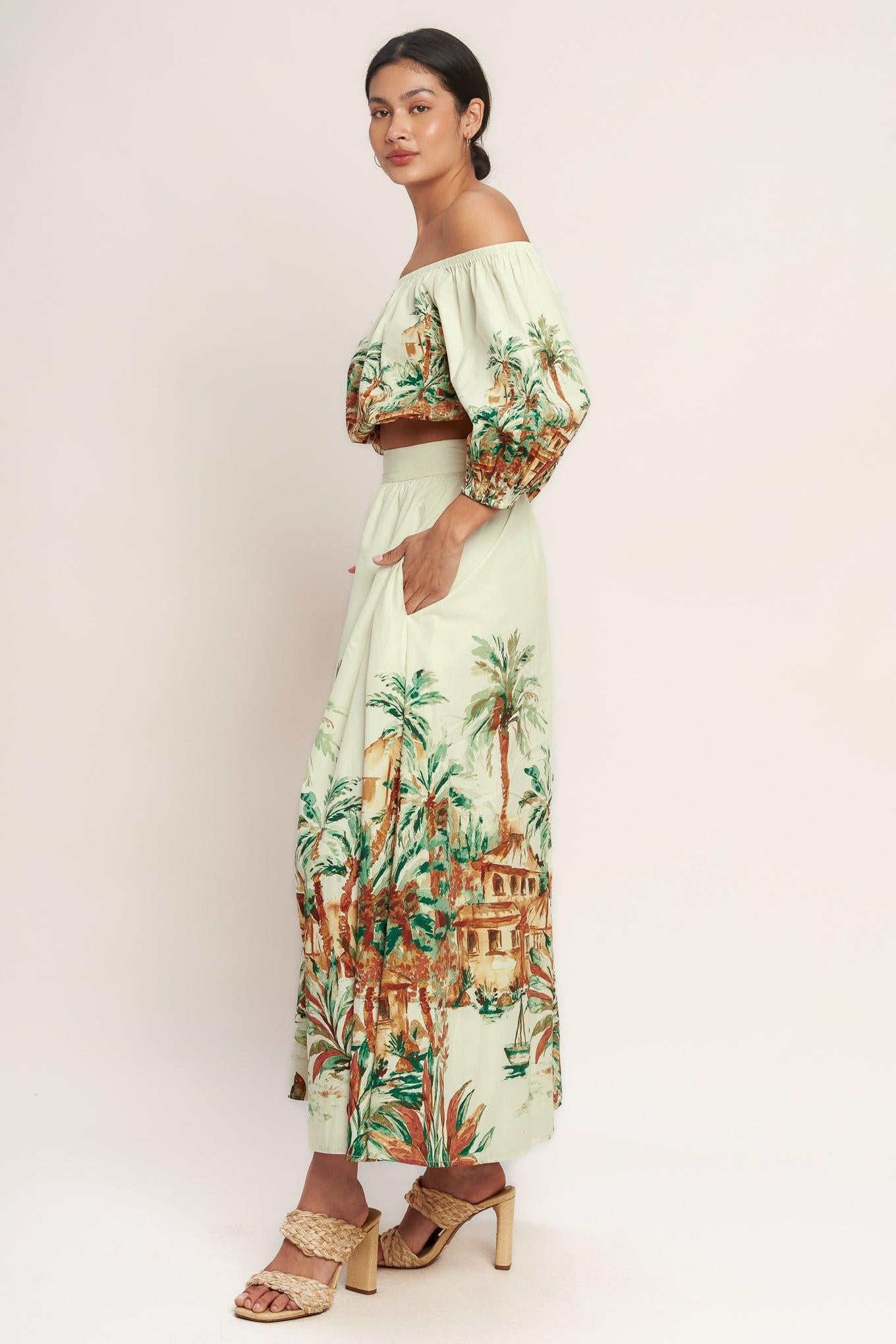 ISLAND TIME ONLY WOVEN MIDI FULL SKIRT