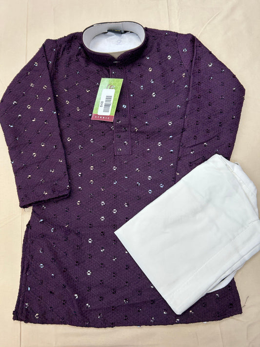 Sequin kurta set : purple (kids : boys)