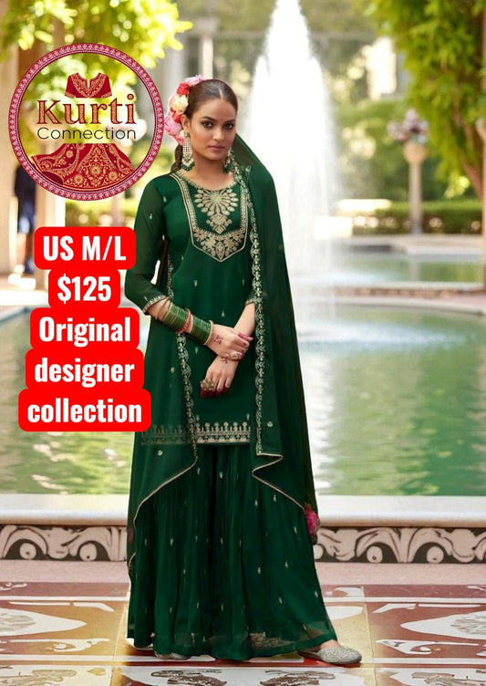 Manjari: Green sharara set