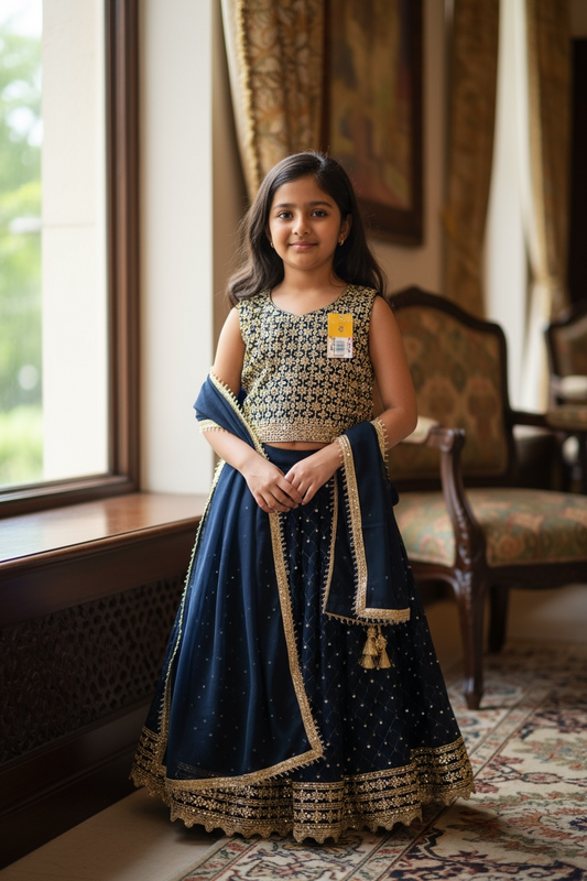 Dark blue lehenga Choli set for girls