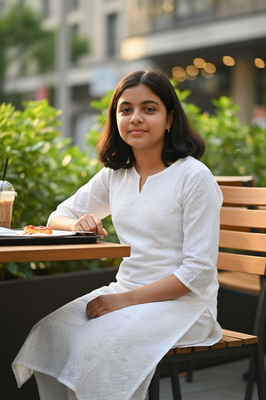 Cotton white Kurti for kids