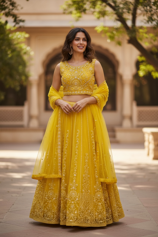 Yellow chaniya choli set
