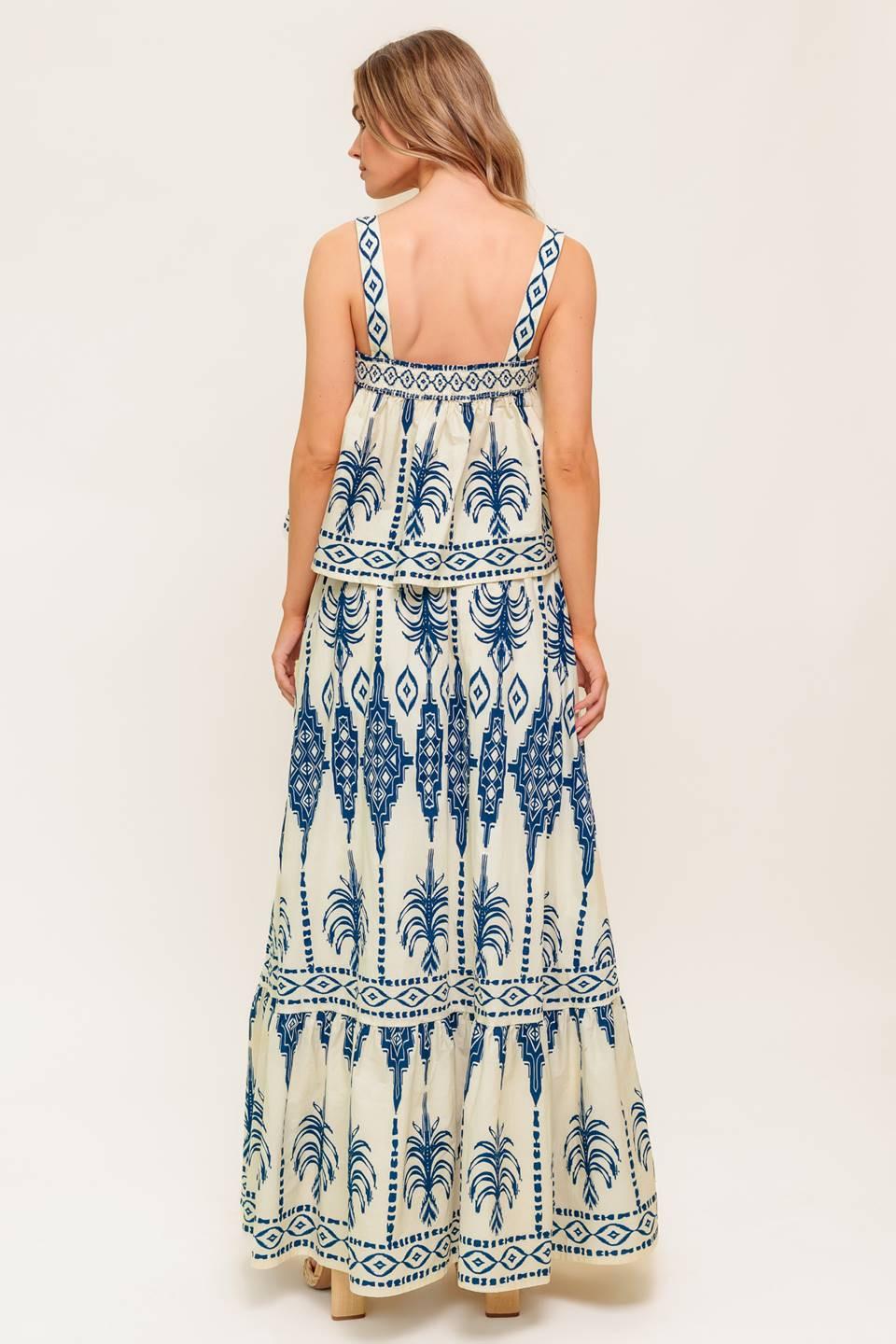 FLORAL RHYTHM WOVEN TOP AND SKIRT SET